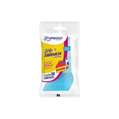 Garfo Sobremesa Strawplast Cor Azul - Embalagem com 50 UN