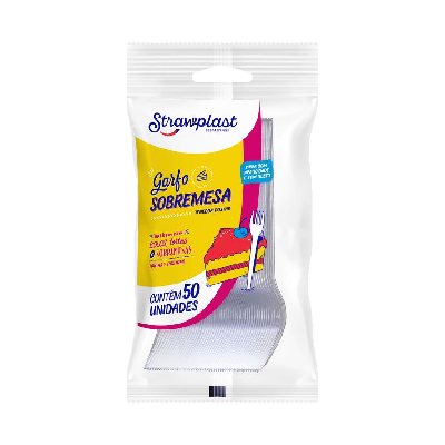 Garfo Sobremesa Strawplast Cor Cristal - Embalagem com 50 UN