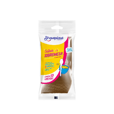 Colher Sobremesa Strawplast Cor Dourado - Embalagem com 50 UN