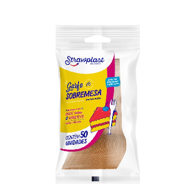 Garfo Sobremesa Strawplast Cor Dourado - Embalagem com 50 UN