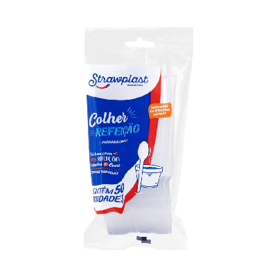 Colher Refeição Strawplast Cor Cristal - Embalagem com 50 UN
