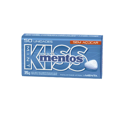 Pastilha Mentos Kiss Sabor Menta - Embalagem com 35G