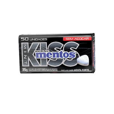 Pastilha Mentos Kiss Sabor Menta Forte - Embalagem com 35G