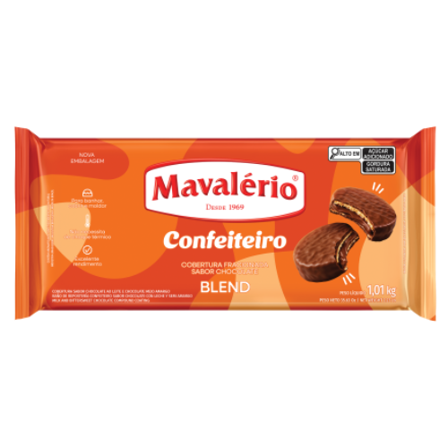 Cobertura Barra Confeiteiro Mavalério Sabor Chocolate Blend - Embalagem com 1,01KG