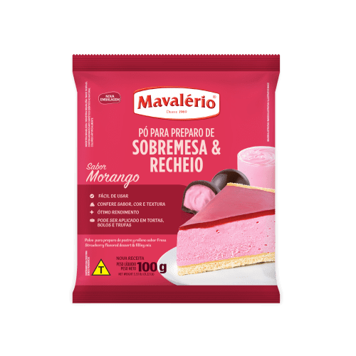 Mavalério Pó Para Preparo De Sobremesa Sabor Morango 100G