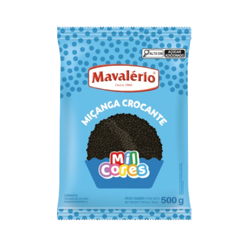 Confeito Mavalério Miçanga Preta - Embalagem com 500G