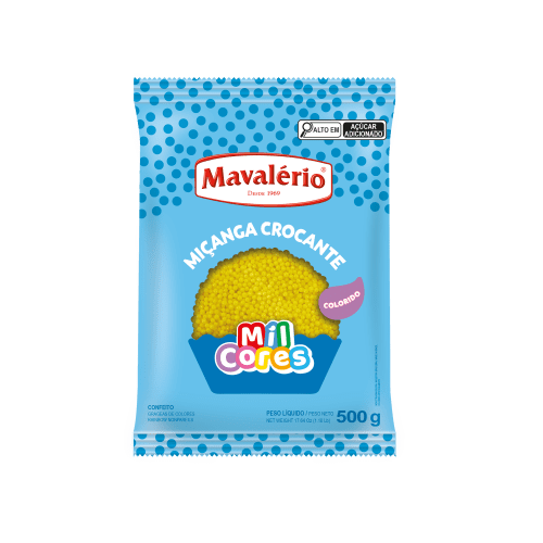 Confeito Mavalério Miçanga Amarela - Embalagem com 500G