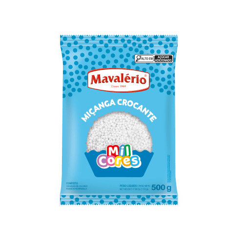 Confeito Mavalério Miçanga Branca - Embalagem com 500G