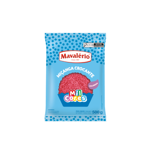 Confeito Mavalério Miçanga Rosa - Embalagem com 500G