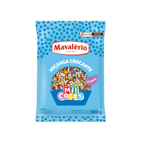 Confeito Mavalério Miçanga Sortido - Embalagem com 500G