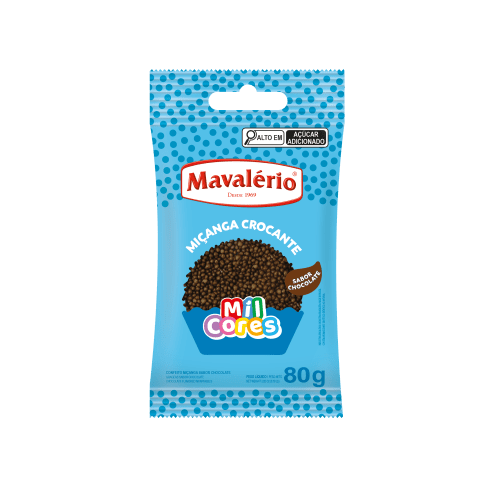 Confeito Mavalério Miçanga Sabor Chocolate - Embalagem com 80G