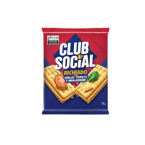 Biscoito Club Social Recheado Sabor Queijo, Tomate e Manjericão - Pacote com 106G