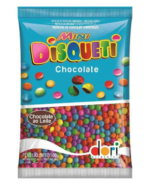 Confeito Disqueti Mini Sabor Chocolate - Embalagem com 500G