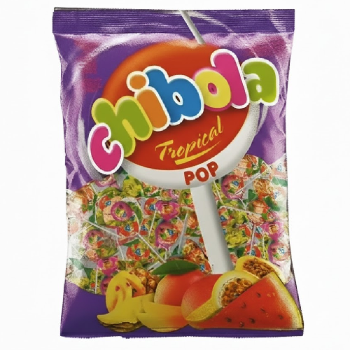 Pirulito Chibola Tropical Sortido - Pacote com 600G