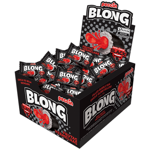 Chiclete Blong Black Sabor Frutas Vermelhas - Embalagem com 200G