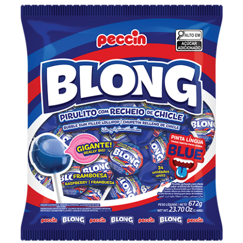Pirulito Blong Blue Pinta Língua - Pacote com 672G