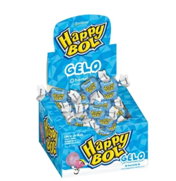 Chiclete Happy Bol Gelo Sabor Hortelã - Embalagem com 140G