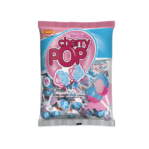 Pirulito Cherry Pop Sabor Algodão Doce - Pacote com 700G