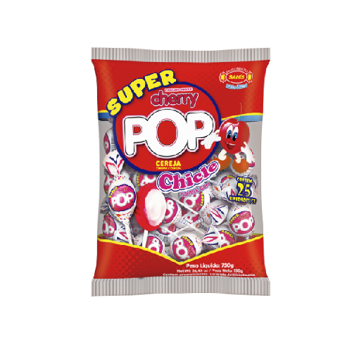 Pirulito Super Cherry Cereja - Pacote com 750G