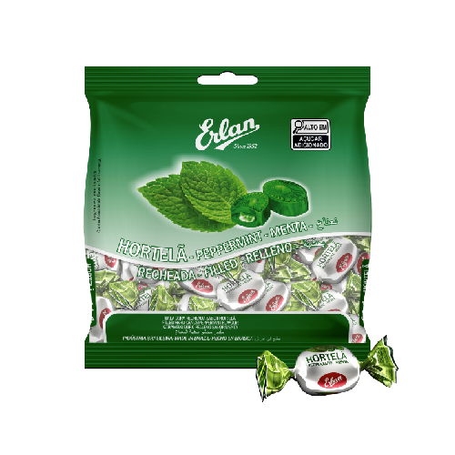 Bala Dura Recheada Hortelã Erlan 500G
