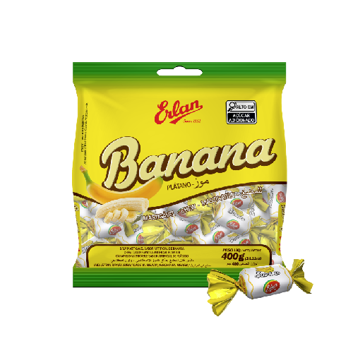 Bala Mastigável Banana Erlan 400G