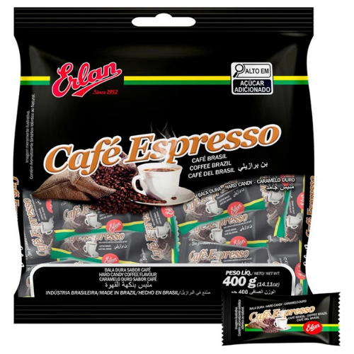 Bala Dura Erlan Sabor Café Espresso - Embalagem com 400G