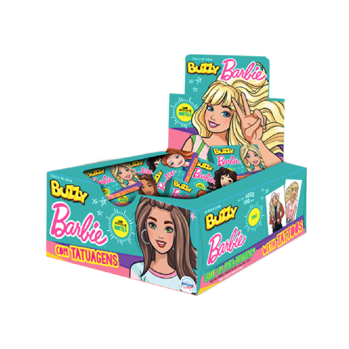 Chiclete Buzzy Barbie Com Tatuagem Hortelã 400G