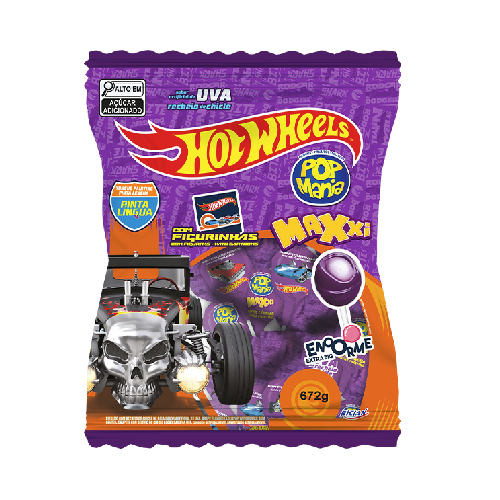Pirulito Pop Mania Maxxi Hot Wheels - Pacote com 672G
