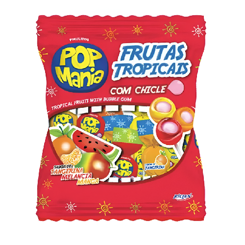 Pirulito Pop Mania Frutas Tropicais - Pacote com 600G