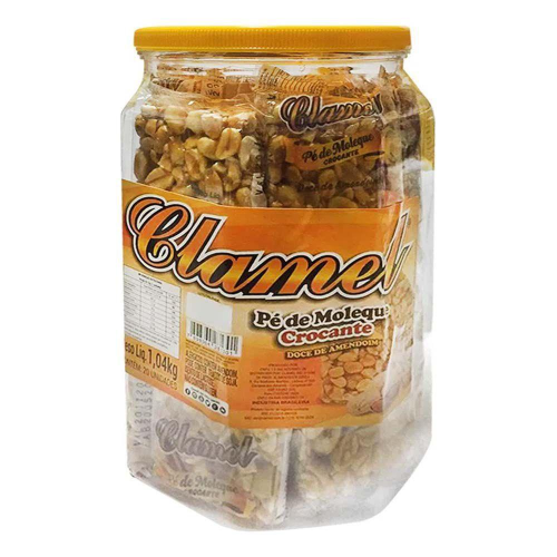 Doce de Amendoim Pé De Moleque Crocante Clamel - Pote Com 20UN
