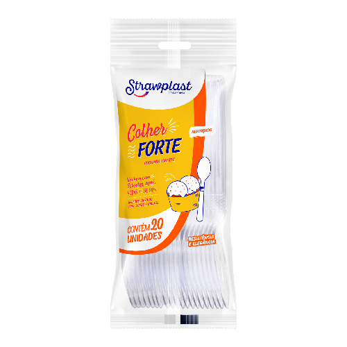 Colher Forte Strawplast Cor Cristal - Embalagem com 20 UN