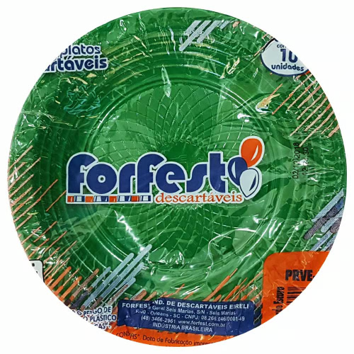 Prato Raso Descartável Forfest Verde Escuro 15CM - Embalagem com 10 UN