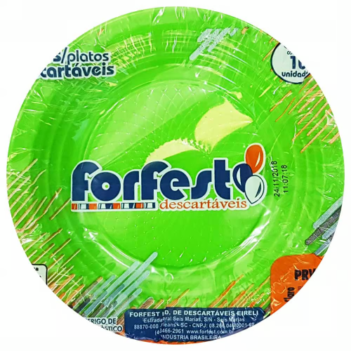 Prato Raso Descartável Forfest Verde Claro 15CM - Embalagem com 10 UN