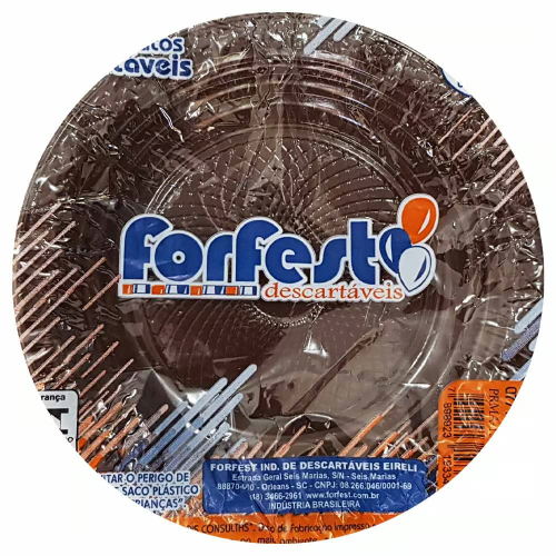 Prato Raso Descartável Forfest Marrom 15CM - Embalagem com 10 UN