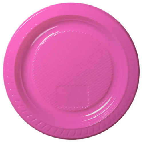 Prato Raso Descartável Copobras Rosa Schoking 15CM - Embalagem com 10 UN
