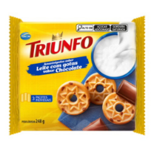 Biscoito Triunfo Amanteigado Sabor Leite com Gostas de Chocolate - Embalagem com 248G