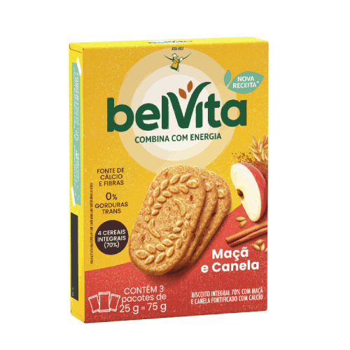 Biscoito Integral Bel Vita Maçã e Canela - Embalagem com 75G