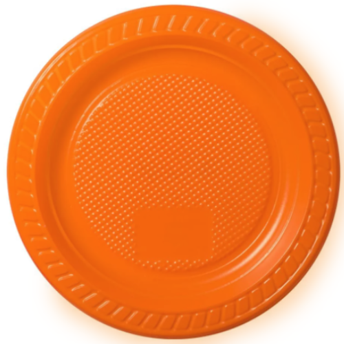 Prato Raso Descartável Copobras Laranja 15CM - Pacote com 10 UN