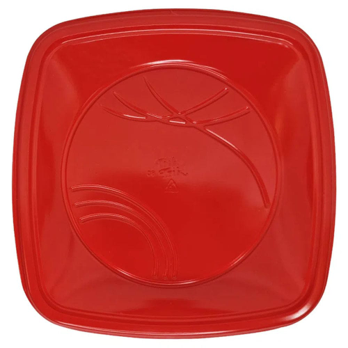 Prato Quadrado Descartável Trik Trik Vermelho 15CM - Embalagem com 10 UN