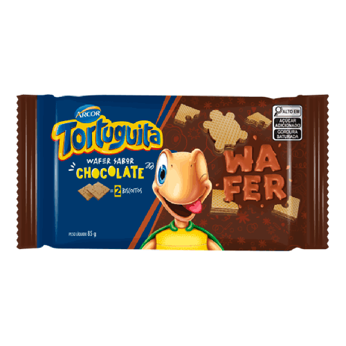 Biscoito Waffer Arcor Tortuguita Sabor Chocolate - Embalagem com 85G