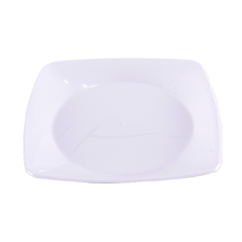 Prato Quadrado Acrílico Médio Prafesta Branco 15CM - Embalagem com 10UN