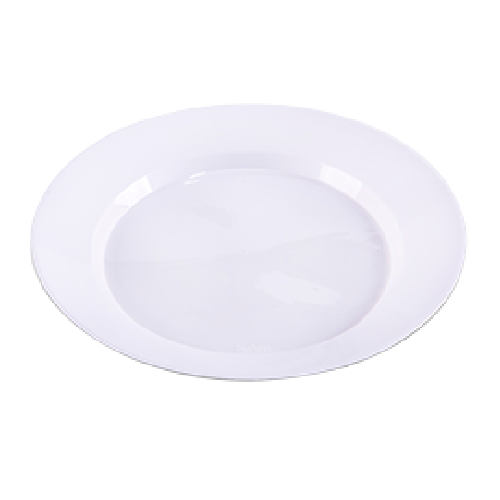 Prato Redondo Acrílico Grande Prafesta Branco 21CM - Embalagem com 10UN