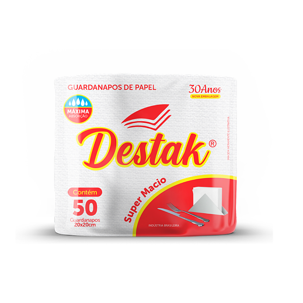Guardanapo de Papel Destak 20X20CM- Pacote com 50UN