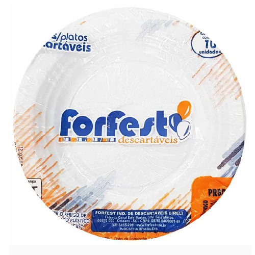 Prato Raso Descartável Forfest Branco 23CM - Embalagem com 10 UN