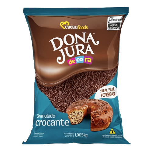 Granulado Crocante Dona Jura Sabor Chocolate - Embalagem com 1,005KG