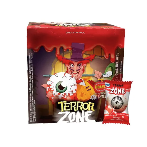 Chiclete Terror Zone Olhos Sabor Morango - Embalagem com 320G