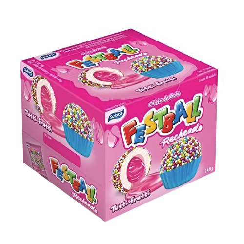 Chiclete Festball Recheado Sabor Tutti Frutti - Embalagem com 240G