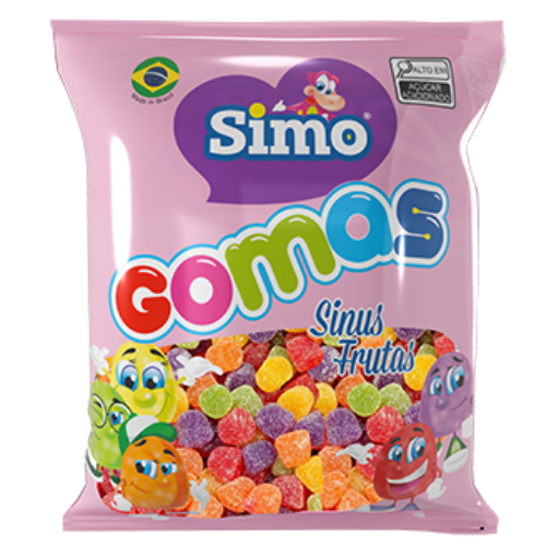 Bala de Goma Simo Sinus Frutas - Embalagem com 500G