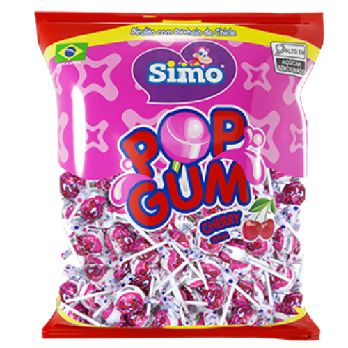 Pirulito Pop Gum Sabor Cereja - Embalagem com 500G