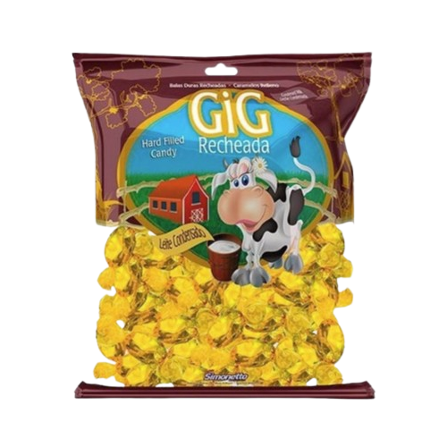 Bala Gig Recheada Sabor Leite Condensado - Embalagem com 500G